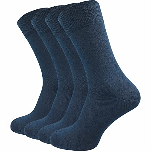GAWILO Socken aus Bio-Baumwolle (4 Paar) | Herrensocken ohne drückende Naht | Business Socken plastikfrei verpackt & in einer Green Factory produziert (43-46, blau) von GAWILO
