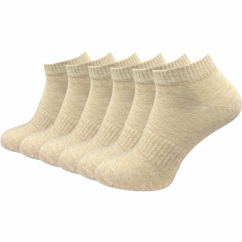 GAWILO Sportsocken ohne Naht (6 Paar) | Kurze Socken für Damen und Herren | Dank Rippschaft kein Verrutschen und kein Faltenwurf (43-46, beige) von GAWILO