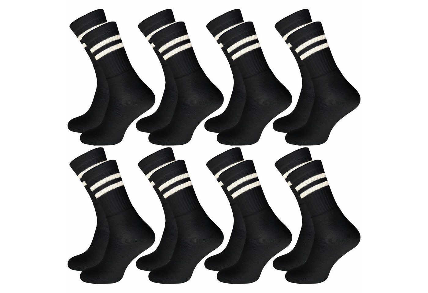 GAWILO Tennissocken für Herren im Retro-Style in weiß & schwarz für Freizeit & Sport (8 Paar) ausgestattet mit Frotteesohle für angenehme Polsterung von GAWILO