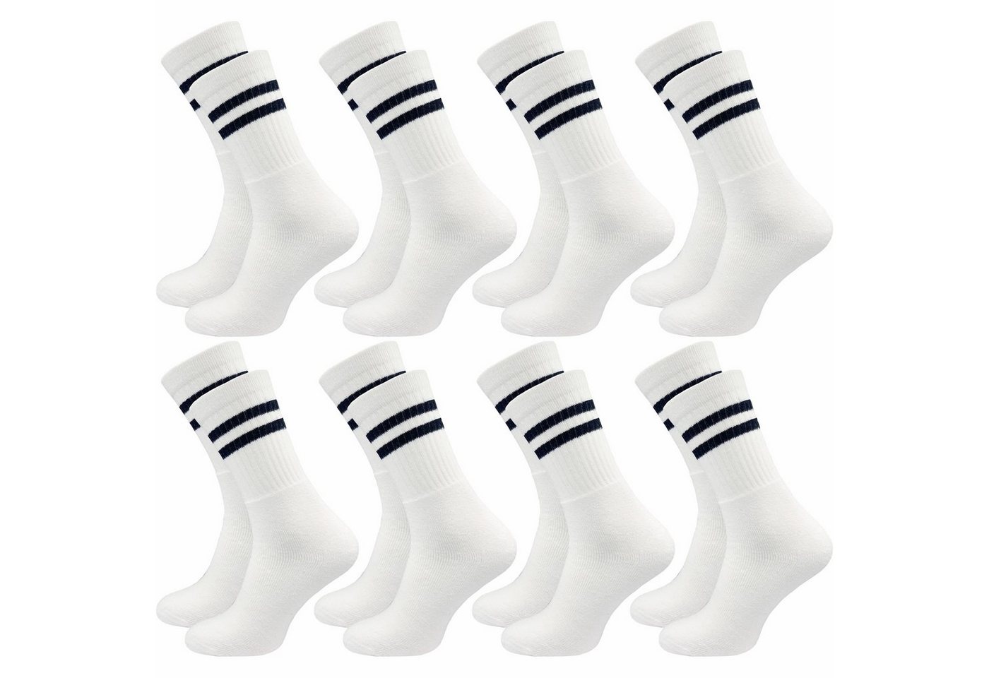 GAWILO Tennissocken für Herren im Retro-Style in weiß & schwarz für Freizeit & Sport (8 Paar) ausgestattet mit Frotteesohle für angenehme Polsterung von GAWILO