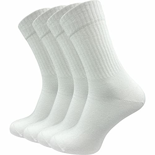 GAWILO Tennissocken für Herren (4 Paar) | sehr hochwertige Sportsocken | Retro Socken mit verstärkter Ferse und Spitze (as3, numeric, numeric_39, numeric_42, regular, regular, weiß, 39-42) von GAWILO