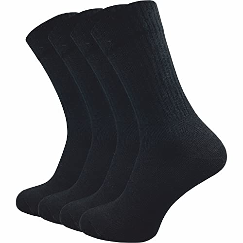 GAWILO Tennissocken für Herren (4 Paar) | sehr hochwertige Sportsocken | Retro Socken mit verstärkter Ferse und Spitze (as3, numeric, numeric_47, numeric_50, regular, regular, schwarz, 47-50) von GAWILO