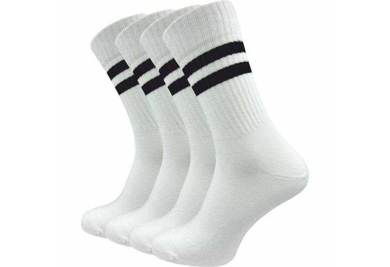 GAWILO Tennissocken für Herren mit Retro Streifen - sehr hochwertig (4 Paar) Retro Socken mit verstärkter Ferse und Spitze - made in Europe von GAWILO