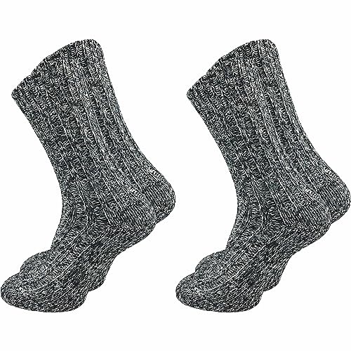 GAWILO dicke Herren Stricksocken (2 Paar) bunte & warme Norweger Socken | wie selbstgetrickt mit Komfortbund | Wintersocken mit 76% Baumwolle (39-42, schwarz) von GAWILO