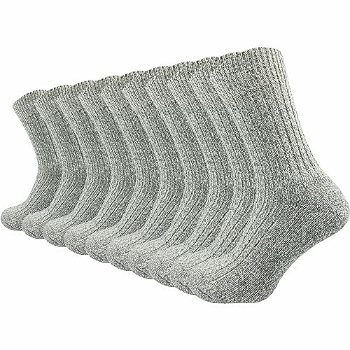 GAWILO warme & gepolsterte Herren Norweger Socken aus 70% Wolle (10 Paar) | dicke Fersenpolster mit Plüschsohle | Outdoorsocken gegen kalte Füße (43-46, hellgrau) von GAWILO