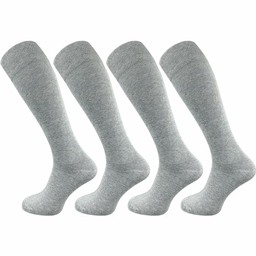 Herren Kniestrümpfe aus 80% Baumwolle (4 Paar) ohne drückende Naht | lange Socken mit Komfortbund | absolut blickdicht (DE/NL/SE/PL, Numerisch, 39, 42, Regular, Regular, hellgrau) von GAWILO