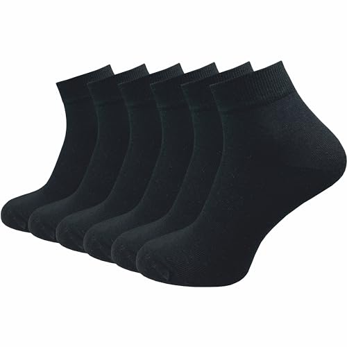 Herren Quarter Socken aus 100% reiner Baumwolle (6 Paar | 10 Paar) | kurze & dünne Füßlinge | ohne drückende Naht über den Zehen (DE/NL/SE/PL, Numerisch, 43, 46, Regular, Regular, schwarz | 6 Paar) von GAWILO