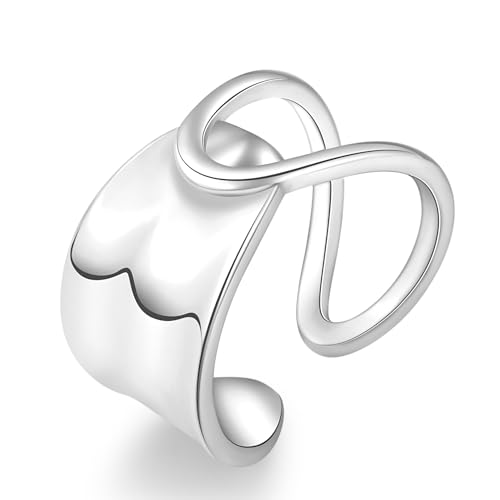 GAXAYA Daumenring für Damen, dicker Knoten, Statement-Knöchelring, verstellbar, offener Silberring, Schmuck, Messing, Kein Edelstein GAXAYA Daumenring für Damen, dicker Knoten, Statement-Knöchelring, verstellbar, offener Silberring, Schmuck, Messing, Kein Edelstein von GAXAYA