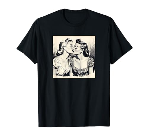 Vintage 1940er Küssen Lesben Frauen LGBT Queer Love Meme T-Shirt Vintage 1940er Küssen Lesben Frauen LGBT Queer Love Meme T-Shirt von GAY AGENDA LGBT Love is Love Memes