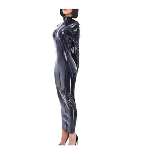 GAYLOP Damenkleid aus Naturlatex, Langer Gummirock mit langem Reißverschluss vorne, Handtasche auf der Rückseite mit Reißverschluss, verfügbare Farben, schwarz, XXL von GAYLOP