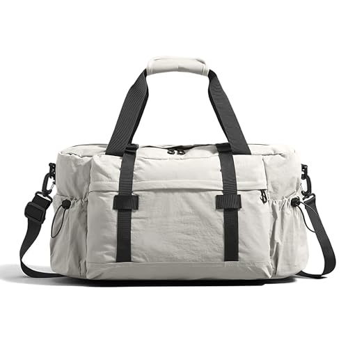 GAYUAPEIA Damen Weekender Bag Travel Duffel Bag mit Schuhfach 53,3 cm Fluggesellschaft zugelassenes Handgepäck, 2-teiliges Segeltuch & Leder Übernachtungstaschen-Set, persönliche Gegenstände Gepäck von GAYUAPEIA