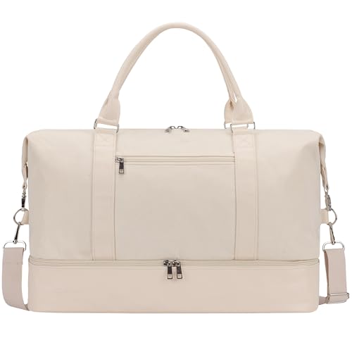 GAYUAPEIA Damen Weekender Bag Travel Duffel Bag mit Schuhfach 53,3 cm Fluggesellschaft zugelassenes Handgepäck, Canvas & Leder Übernachtungstasche Set Persönliche Gegenstände Gepäck von GAYUAPEIA