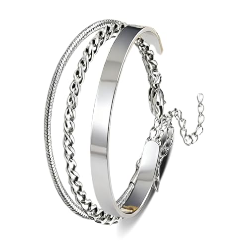 GAZIL 3 Stück Herrenarmband Set, Edelstahl Silber Armband Herren Schmuck mit Kette Armreif Manschette, Verstellbares Silber Herrenarmband Geschenkset für Männer GAZIL 3 Stück Herrenarmband Set, Edelstahl Silber Armband Herren Schmuck mit Kette Armreif Manschette, Verstellbares Silber Herrenarmband Geschenkset für Männer von GAZIL