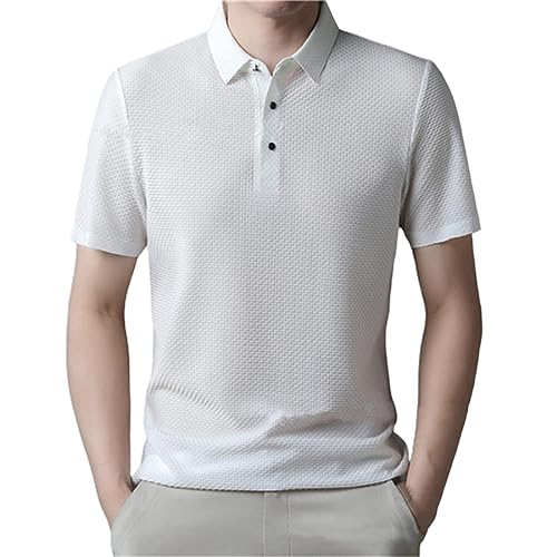 Men's Mesh Ice Silk Short-Sleeved T-Shirt, Short-Sleeved T-Shirt Made of Mesh Ice Silk, Men's Ice Silk Business Shirt, Short Sleeve, Casual, Comfortable Short Sleeve Shirt for Adults-White||XL von GAZYAGI