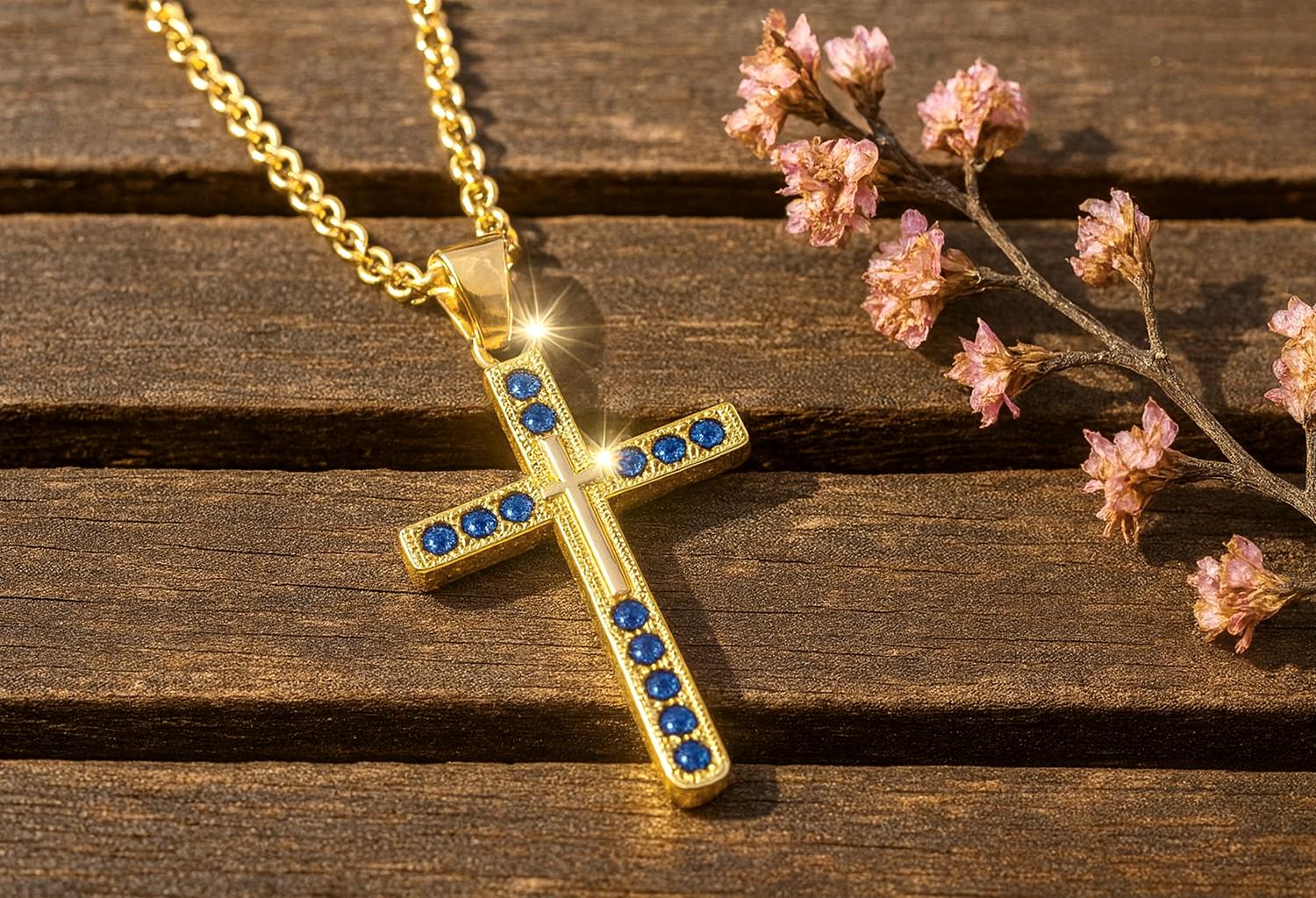Goldenes Kreuz Mit Zirkonia Steinen, Anhänger Kette, Christliches Geschenk, Herren & Damen Halskette, Stilvoller Glaubensschmuck von GArandooArts