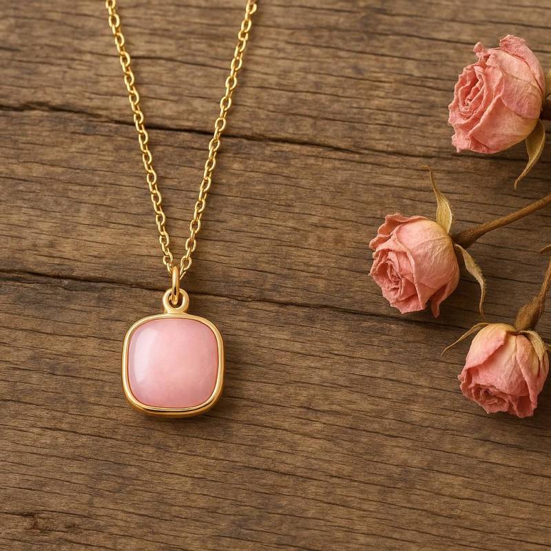 Halskette Mit Rosenquarz Anhänger Fassung Vergoldet Stein Charms Vergoldete Kette Glück Geburtstag Schmuck Geschenk Muttertag Valentinstag von GArandooArts