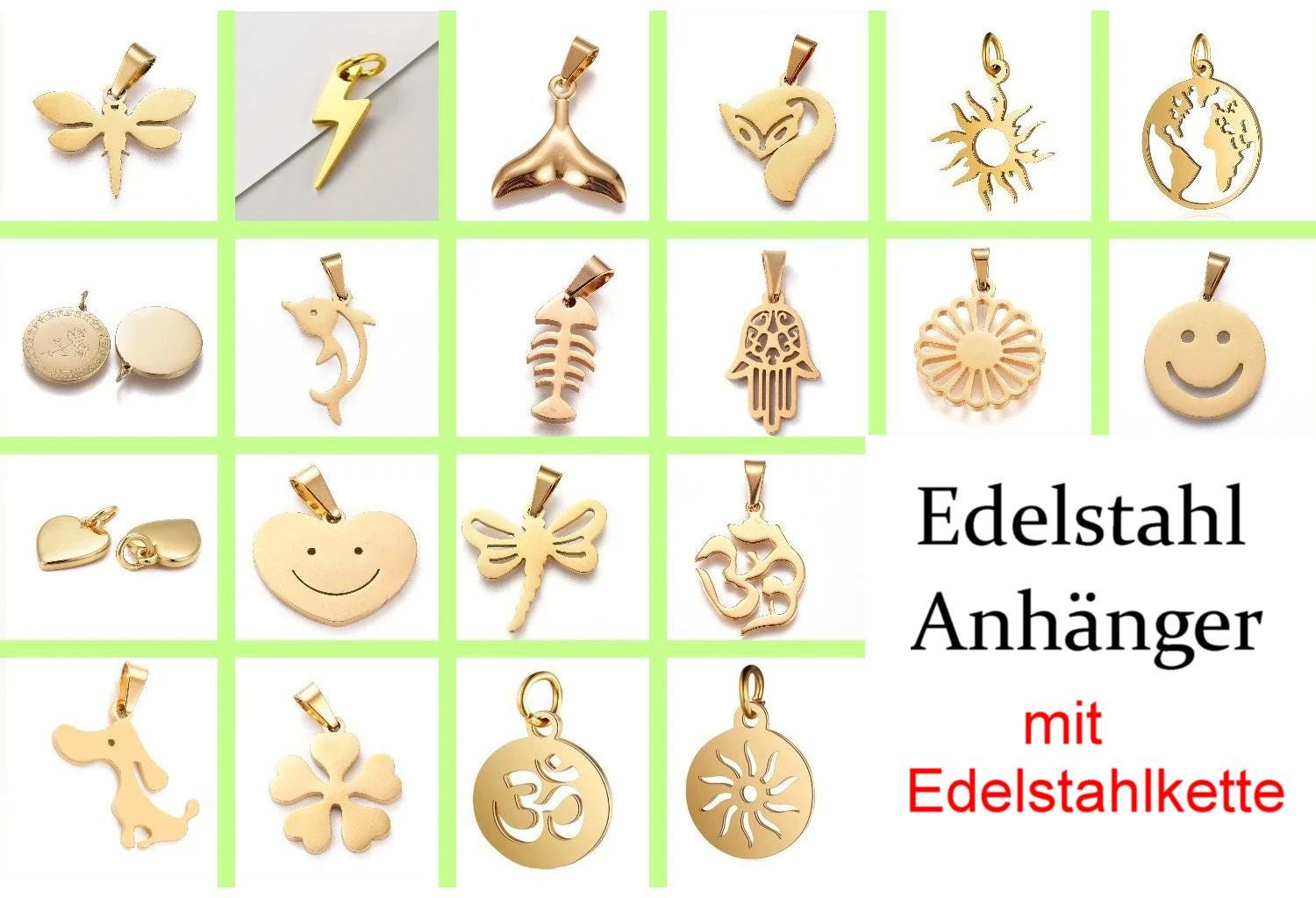 Kette Und Edelstahl Anhänger Halskette 18K Vergoldet Ionenplattierung | Ip Wählbar Aus 45cm/50cm Länge Farbe Gold 20 Zur Auswahl von GArandooArts