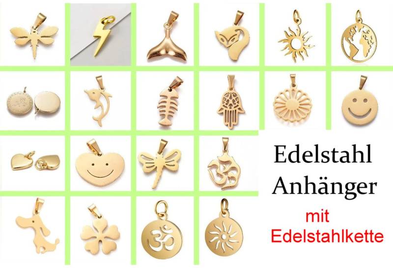 Kette Und Edelstahl Anhänger Halskette 18K Vergoldet Ionenplattierung | Ip Wählbar Aus 45cm/50cm Länge Farbe Gold 20 Zur Auswahl von GArandooArts