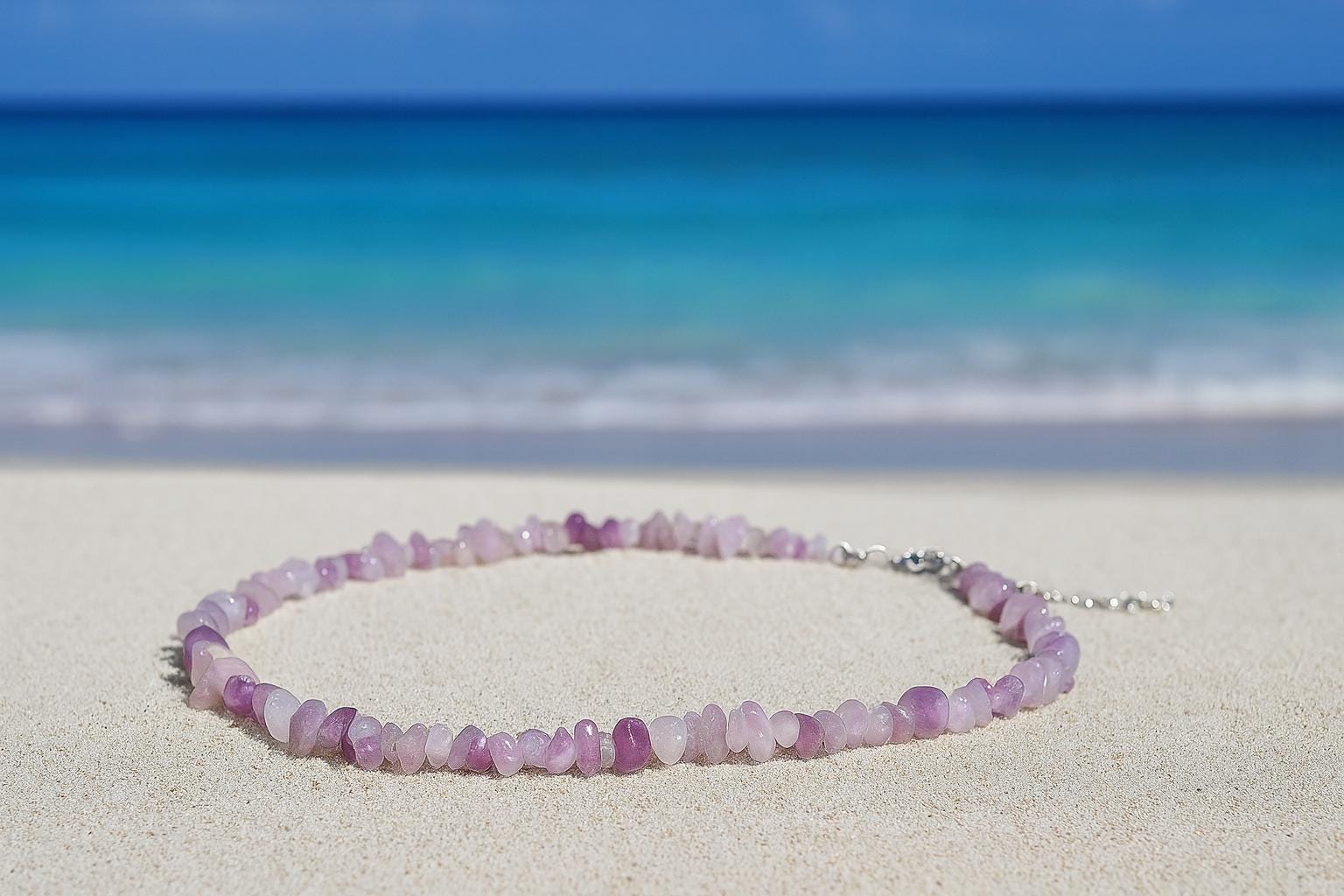 Lavendel Jade Splitterkette Edelstein Halskette in Flieder Lila Zarte Kristallkette Edelstahl Karabiner 40 cm Verlängerung Geschenk Für Sie von GArandooArts