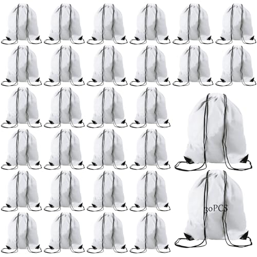 GBACHOOSE 30 Stück Turnbeutel, Turnbeutel Kordelzugbeutel PE Beutel Kordelzug turnbeutel Wasserdicht Schwimmbeutel Kordelzug Rucksack für Reisen, Schwimmen, Strand, Sport, Schule, Fitnessstudio von GBACHOOSE