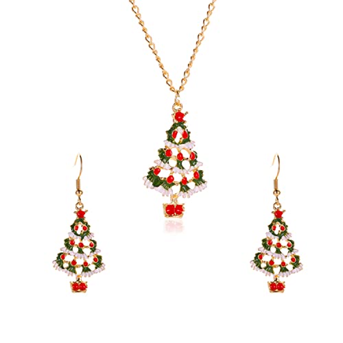 GBAHFY Weihnachts-Halskette und Ohrring-Set, lange Tropfenohrringe, Halskette, Choker, Schmuck-Set für Geburtstag, Valentinstag, Muttertag, Weihnachtsgeschenke für Frauen und Mädchen, Weihnachtsbaum GBAHFY Weihnachts-Halskette und Ohrring-Set, lange Tropfenohrringe, Halskette, Choker, Schmuck-Set für Geburtstag, Valentinstag, Muttertag, Weihnachtsgeschenke für Frauen und Mädchen, Weihnachtsbaum von GBAHFY