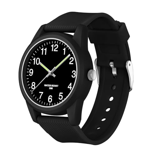 Damen-Armbanduhr, minimalistisch, ultradünn, Quarzuhr, leicht ablesbar, mit großen Zahlen, wasserdicht, modische Armbanduhr für Damen und Mädchen, Schwarz von GBB