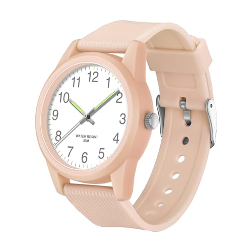 Damen-Armbanduhr, minimalistisch, ultradünn, Quarzuhr, leicht ablesbar, mit großen Zahlen, wasserdicht, modische Armbanduhr für Damen und Mädchen, rose von GBB