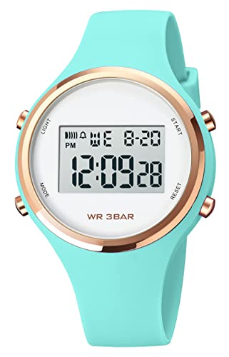 Digitaluhren für Frauen, GBB Multifunktions-wasserdichte Damenuhr, modische bunte Sport-Armbanduhr für Frauen, Mädchen, Studenten, Damen, Light Green, Modern von GBB