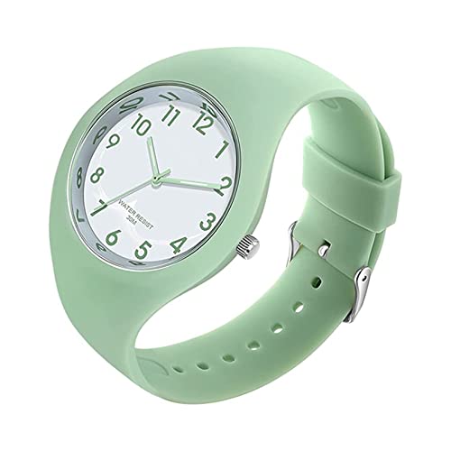 GBB Damen-Armbanduhr, einfache Quarz-Analog, mit Silikonband, großes Zifferblatt, wasserdicht, sportlich, modisch, lässig, für junge Frauen, Damen, Mädchen, 6056 Grün von GBB