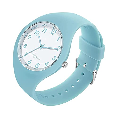 GBB Damen-Armbanduhr, einfache Quarz-Analog, mit Silikonband, großes Zifferblatt, wasserdicht, sportlich, modisch, lässig, für junge Frauen, Damen, Mädchen, Blau (6056) von GBB