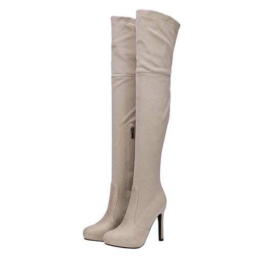 GBBRZKTB High Heels Damen Overknee Stiefel Stretch Wildleder Stilettoabsatz Runder Spitze Overknee Stiefel Partykleid Pumps 11cm,Beige-40 GBBRZKTB High Heels Damen Overknee Stiefel Stretch Wildleder Stilettoabsatz Runder Spitze Overknee Stiefel Partykleid Pumps 11cm,Beige-40 von GBBRZKTB