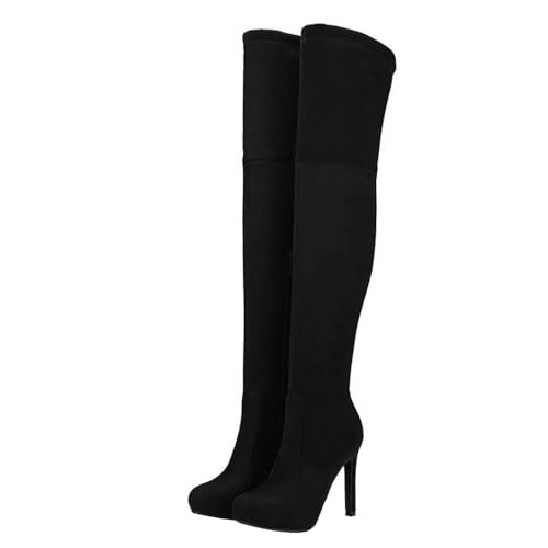 GBBRZKTB High Heels Damen Overknee Stiefel Stretch Wildleder Stilettoabsatz Runder Spitze Overknee Stiefel Partykleid Pumps 11cm,Black-38 GBBRZKTB High Heels Damen Overknee Stiefel Stretch Wildleder Stilettoabsatz Runder Spitze Overknee Stiefel Partykleid Pumps 11cm,Black-38 von GBBRZKTB