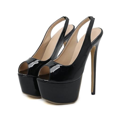 GBBRZKTB High Heels Damen Plateau Offene Zehen Stilettos Fesselriemchen Sandalen Slingback Pumps für Party Abschlussball Hochzeit 16cm,Black-37 GBBRZKTB High Heels Damen Plateau Offene Zehen Stilettos Fesselriemchen Sandalen Slingback Pumps für Party Abschlussball Hochzeit 16cm,Black-37 von GBBRZKTB