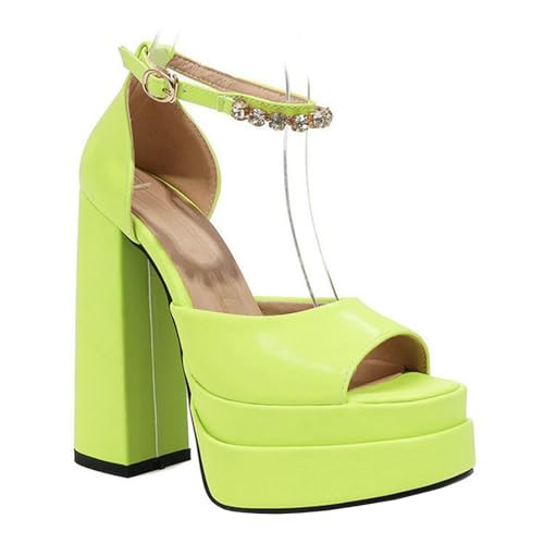 High Heels Damen Plateauabsatz Peep Toe Sandalen Fesselriemchen Schnalle Pumps Ballkleid Party Schuhe 14cm,Green-43 High Heels Damen Plateauabsatz Peep Toe Sandalen Fesselriemchen Schnalle Pumps Ballkleid Party Schuhe 14cm,Green-43 von GBBRZKTB