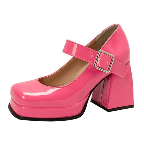 High Heels Damen Pumps Quadratischer Zehenpartie Plateau Blockabsatz Geschlossene Zehenpartie Partykleid Mary Jane Schuhe 9cm,Pink-39 High Heels Damen Pumps Quadratischer Zehenpartie Plateau Blockabsatz Geschlossene Zehenpartie Partykleid Mary Jane Schuhe 9cm,Pink-39 von GBBRZKTB