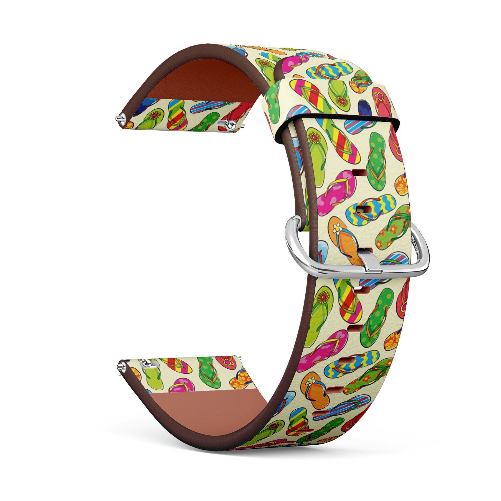 Veganes Leder Armband 18mm 20mm 22mm 23mm | Cute Flip Flops Pattern Print Uhrenband Armband Mit Schnellverschluss Pins Veganes Leder Armband 18mm 20mm 22mm 23mm | Cute Flip Flops Pattern Print Uhrenband Armband Mit Schnellverschluss Pins von GBBoutiqueStore