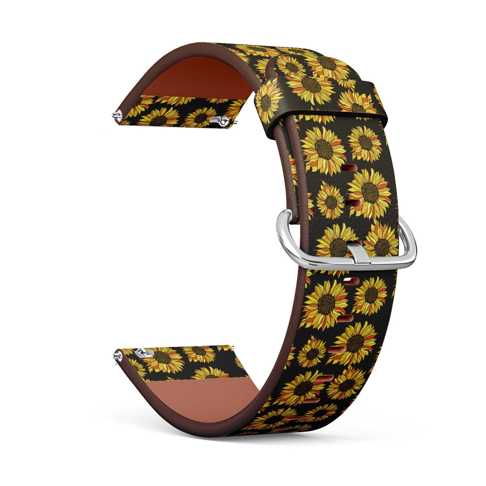 Veganes Leder Uhrenarmband 18mm 20mm 22mm 23mm | Cute Sunflowers On Print Uhrenband Armband Armband Mit Schnellverschluss Pins Veganes Leder Uhrenarmband 18mm 20mm 22mm 23mm | Cute Sunflowers On Print Uhrenband Armband Armband Mit Schnellverschluss Pins von GBBoutiqueStore