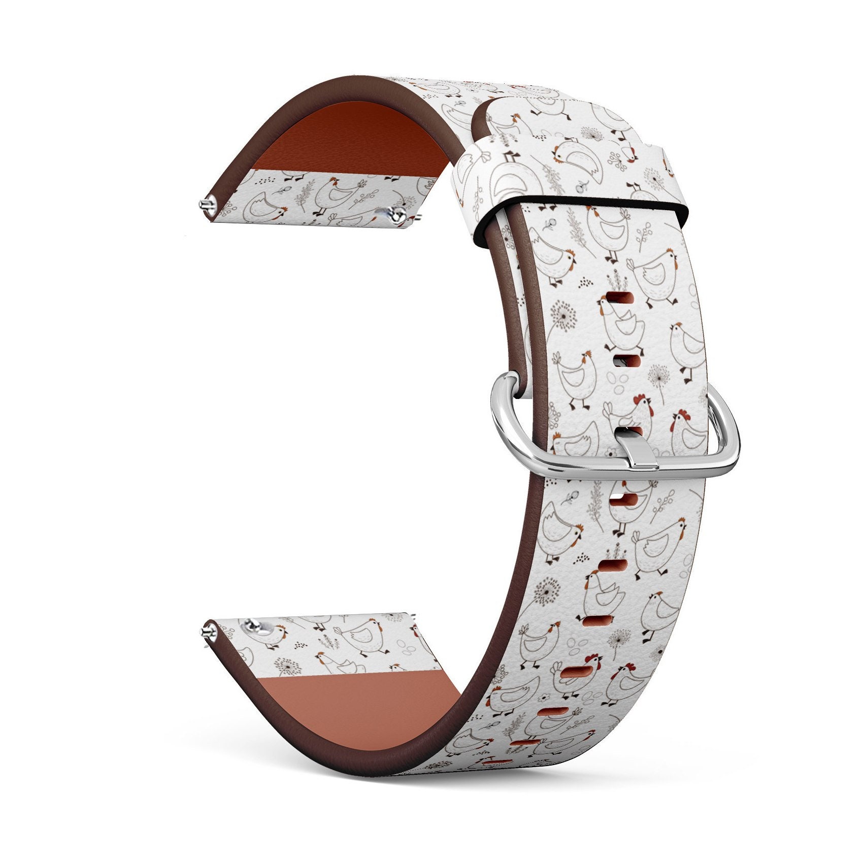 Veganes Leder Uhrenarmband 18mm 20mm 22mm 23mm | Funny Running Chicken On Print Armband Armband Mit Schnellverschluss Pins Veganes Leder Uhrenarmband 18mm 20mm 22mm 23mm | Funny Running Chicken On Print Armband Armband Mit Schnellverschluss Pins von GBBoutiqueStore