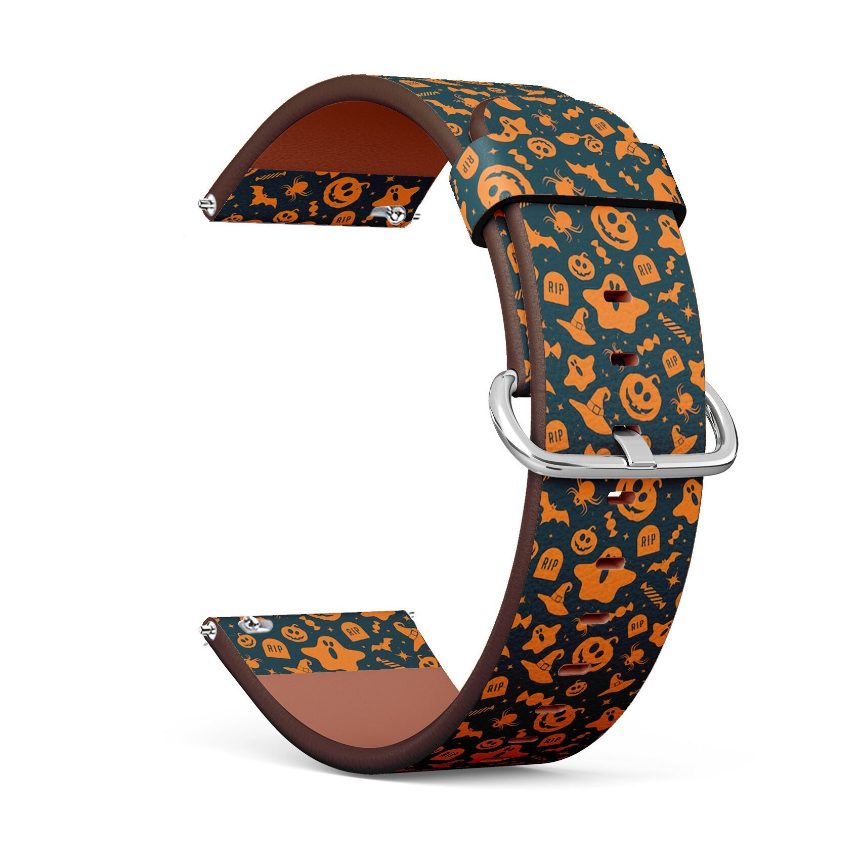 Veganes Leder Uhrenarmband 18mm 20mm 22mm 23mm | Halloween Retro Muster Auf Druck Uhrenband Armband Armband Mit Schnellverschluss Pins Veganes Leder Uhrenarmband 18mm 20mm 22mm 23mm | Halloween Retro Muster Auf Druck Uhrenband Armband Armband Mit Schnellverschluss Pins von GBBoutiqueStore