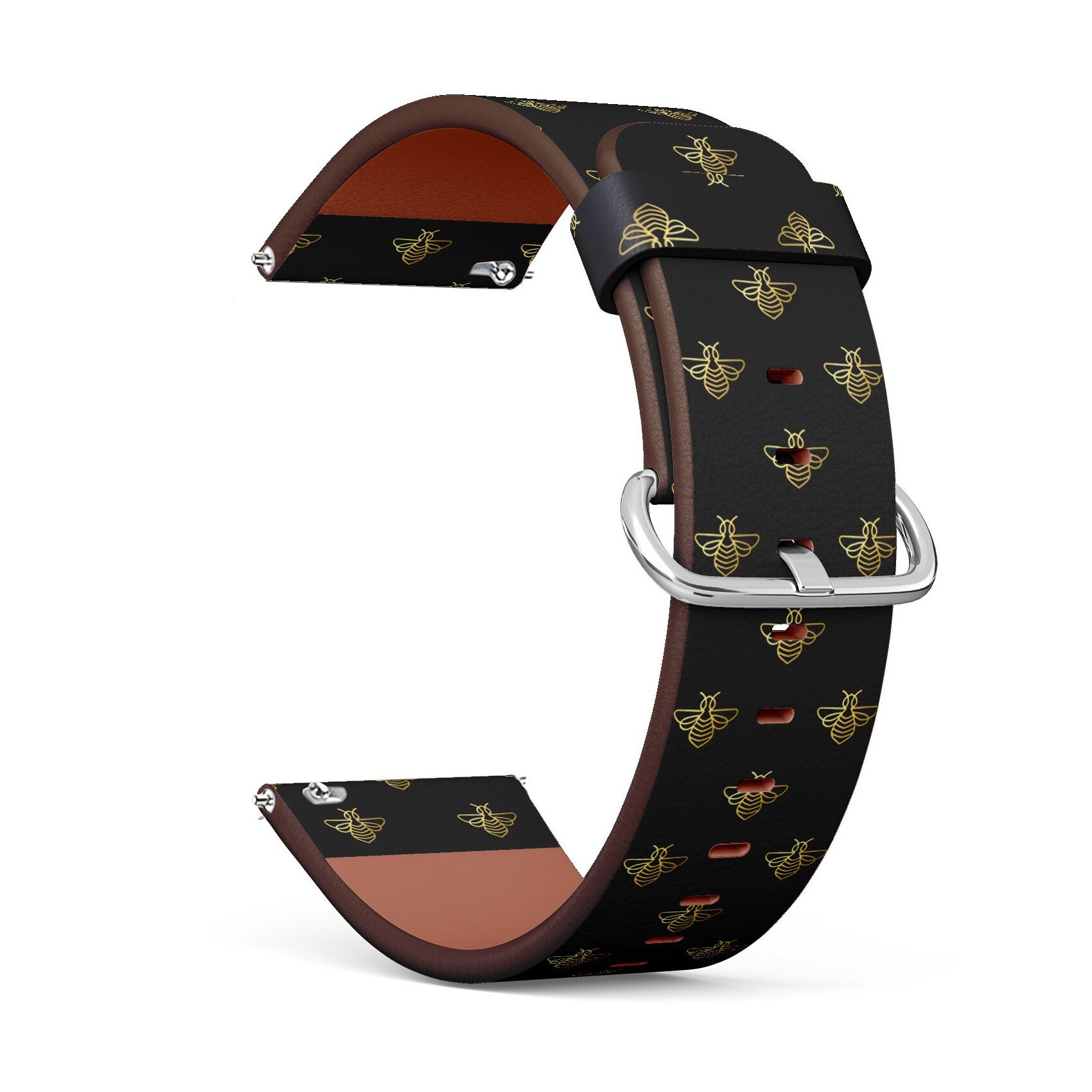 Veganes Leder Uhrenarmband 18mm 20mm 22mm 23mm | Honey Bee On Print Uhrenband Armband Armband Mit Schnellverschluss Pins Veganes Leder Uhrenarmband 18mm 20mm 22mm 23mm | Honey Bee On Print Uhrenband Armband Armband Mit Schnellverschluss Pins von GBBoutiqueStore