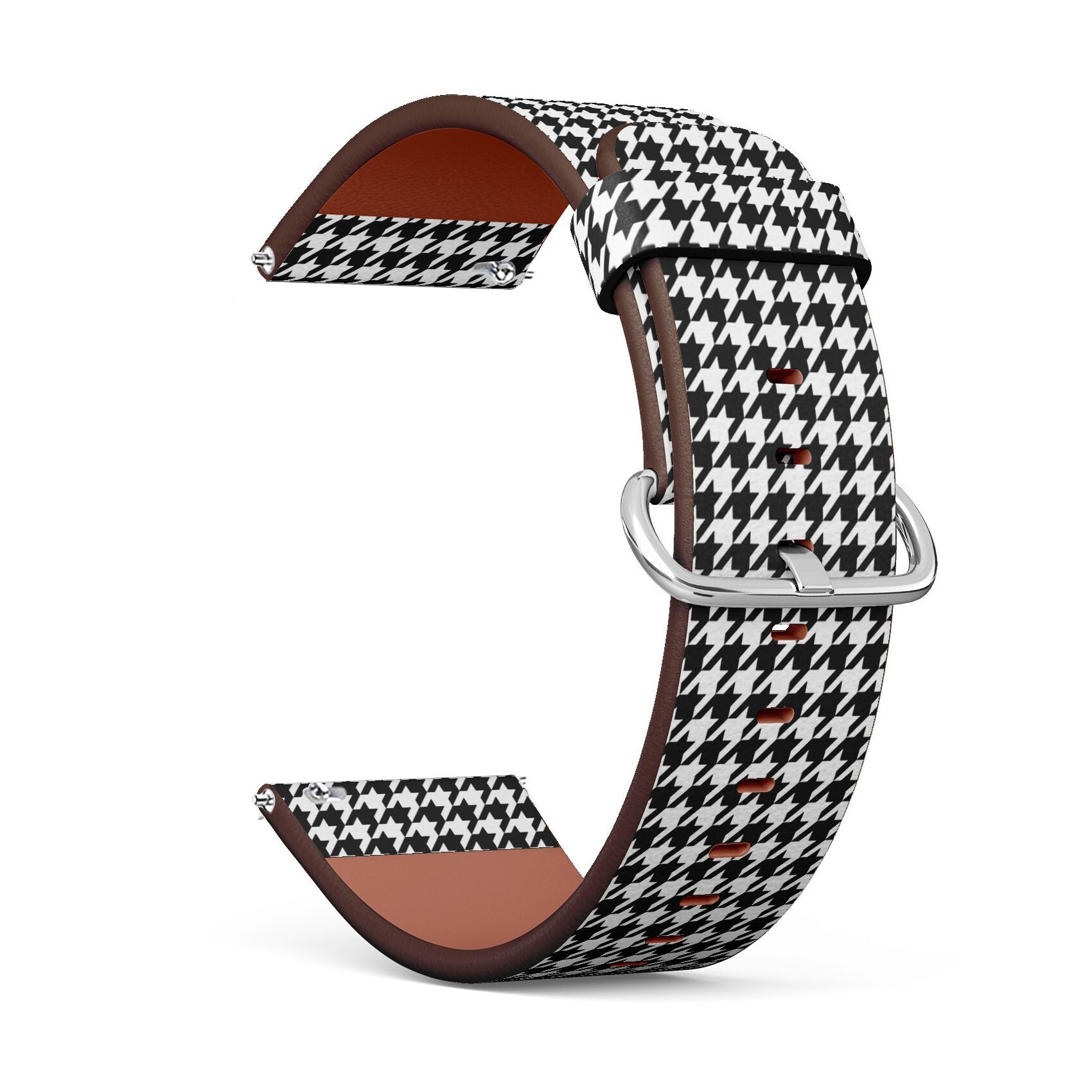 Veganes Leder Uhrenarmband 18mm 20mm 22mm 23mm | Schwarz-Weiß Houndstooth On Print Armband Mit Quick Release Pins Veganes Leder Uhrenarmband 18mm 20mm 22mm 23mm | Schwarz-Weiß Houndstooth On Print Armband Mit Quick Release Pins von GBBoutiqueStore