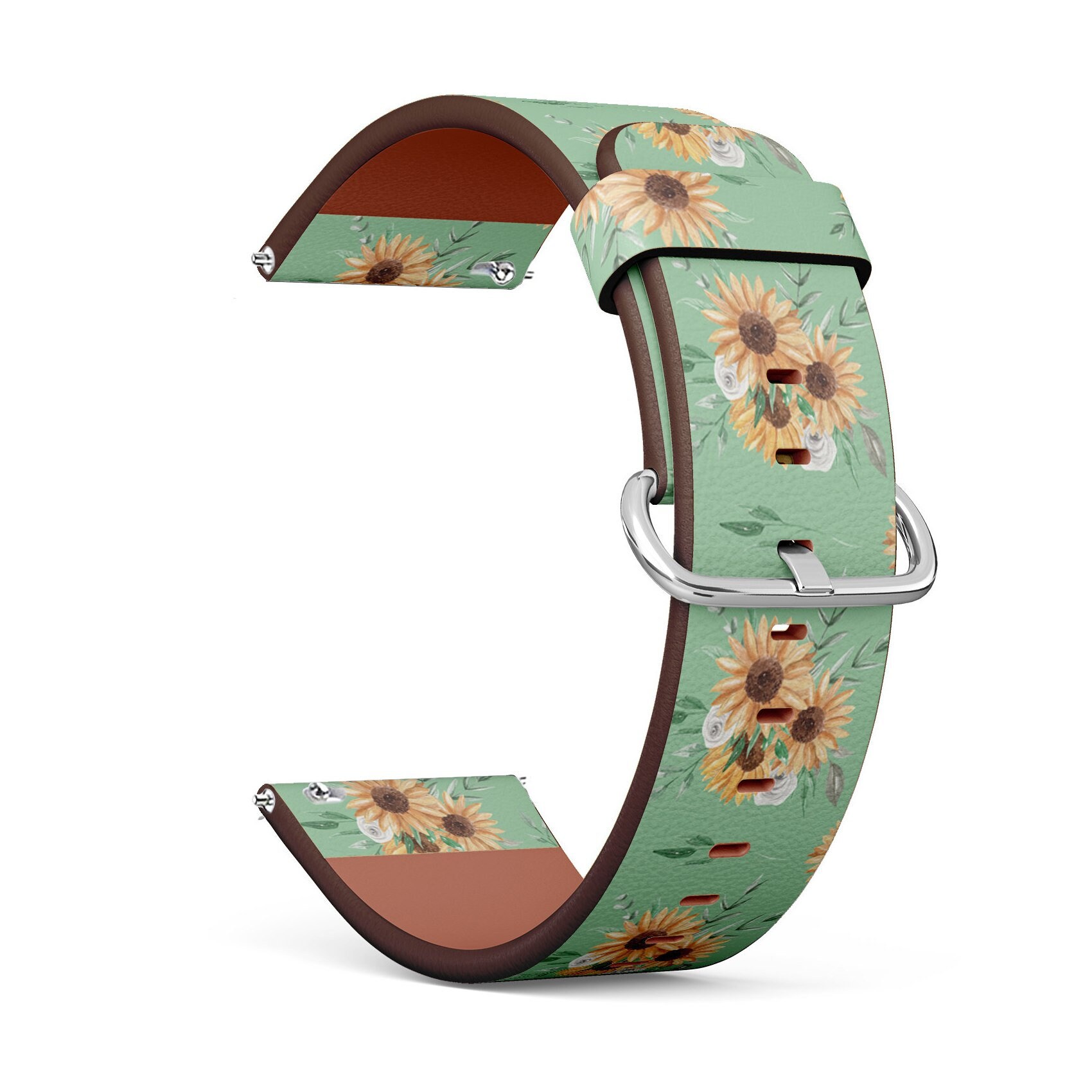Veganes Leder Uhrenarmband 18mm 20mm 22mm 23mm | Sonnenblumen Muster Auf Druck Armband Armband Mit Schnellverschluss Pins Veganes Leder Uhrenarmband 18mm 20mm 22mm 23mm | Sonnenblumen Muster Auf Druck Armband Armband Mit Schnellverschluss Pins von GBBoutiqueStore