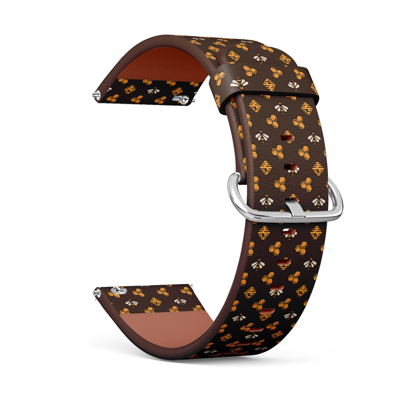 Veganes Leder Uhrenarmband 18mm 20mm 22mm 23mm | Yellow Honey Bee Honeycomb On Print Armbandband Mit Schnellverschluss Pins Veganes Leder Uhrenarmband 18mm 20mm 22mm 23mm | Yellow Honey Bee Honeycomb On Print Armbandband Mit Schnellverschluss Pins von GBBoutiqueStore