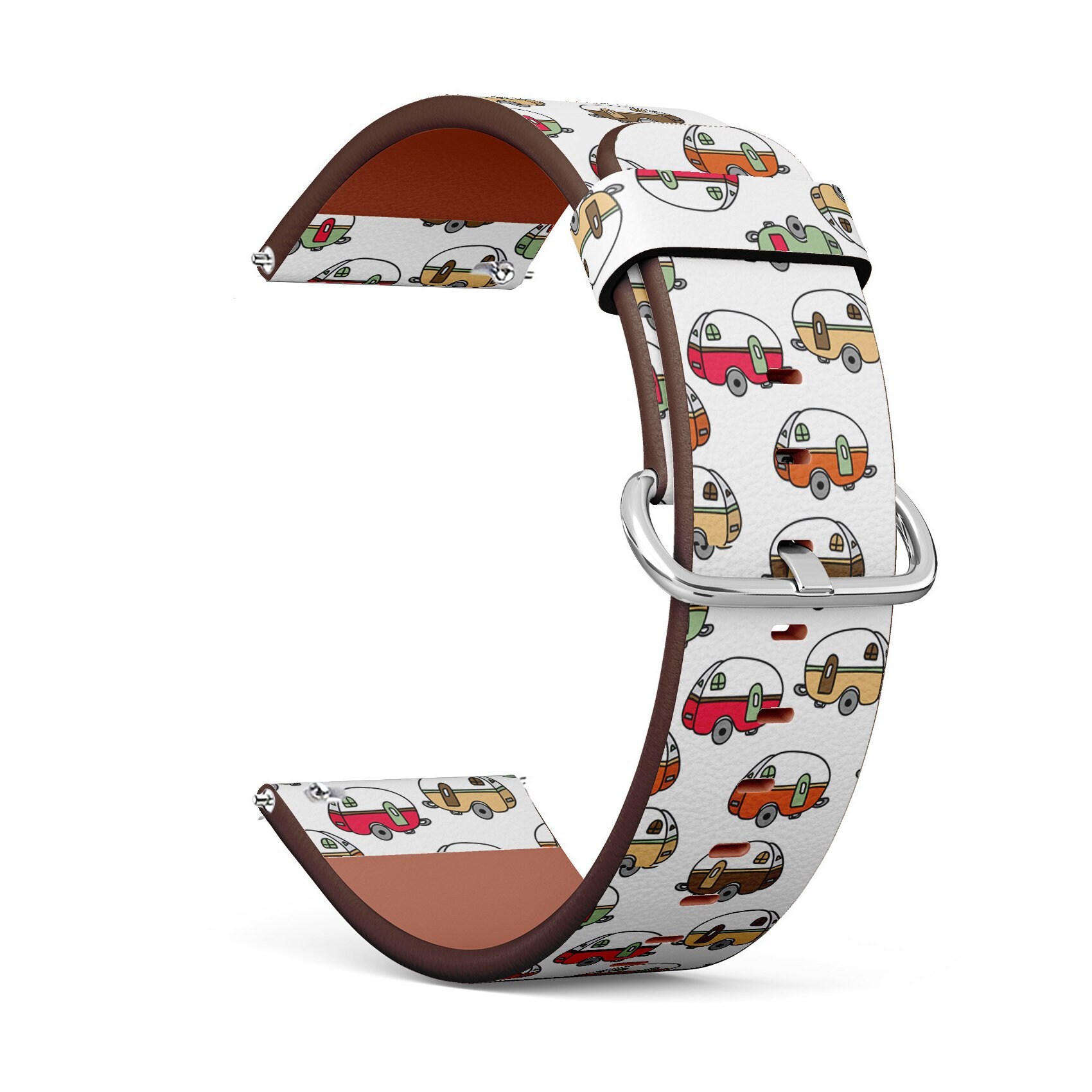 Veganes Leder Uhrenband 18mm 20mm 22mm 23mm | Bunte Retro Camping Camper Print Uhrenarmband Armband Mit Quick Release Pins Veganes Leder Uhrenband 18mm 20mm 22mm 23mm | Bunte Retro Camping Camper Print Uhrenarmband Armband Mit Quick Release Pins von GBBoutiqueStore
