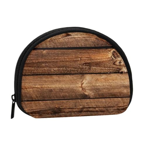 Braune hölzerne Vollformat bedruckte Polyester tragbare Mini-Aufbewahrungstasche Muschelförmige Geldbörse kleine Münzgeldbörse Muschel Aufbewahrungstasche, Schwarz , Einheitsgröße von GBCDEDSL