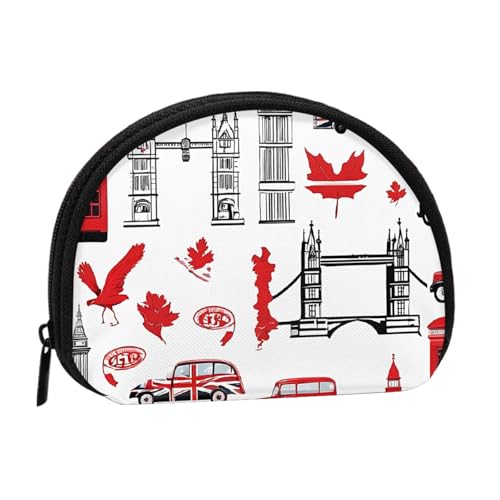 England Symbole Vollformat gedruckt Polyester tragbare Mini-Aufbewahrungstasche Muschelförmige Geldbörse Kleine Münzbörse Muschel Aufbewahrungstasche, Schwarz , Einheitsgröße von GBCDEDSL