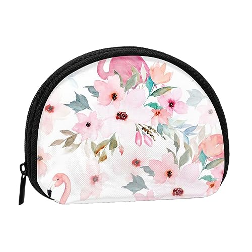 Floral with Flamingo Full Format Printed Polyester Portable Mini Storage Bag Shell Shaped Wallet Small Coin Wallet Shell Storage Bag, Schwarz , Einheitsgröße Floral with Flamingo Full Format Printed Polyester Portable Mini Storage Bag Shell Shaped Wallet Small Coin Wallet Shell Storage Bag, Schwarz , Einheitsgröße von GBCDEDSL