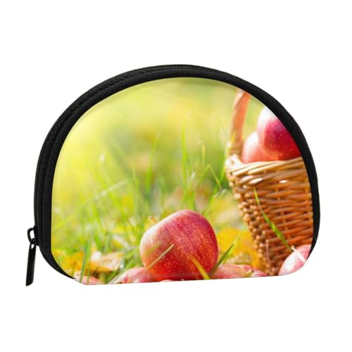 Fresh Fruit Vollformat bedrucktes Polyester, tragbare Mini-Aufbewahrungstasche, Muschelform, kleine Münzgeldbörse, Muschel-Aufbewahrungstasche, Schwarz , Einheitsgröße von GBCDEDSL