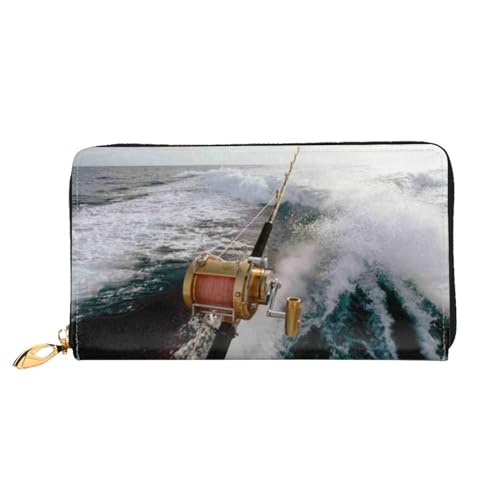 GBCDEDSL Angelrute doppelseitig voll bedrucktes Mikrofaser-Leder Damen Leder lange Clutch Geldbörse Leder Geldbörse, Schwarz , Einheitsgröße von GBCDEDSL