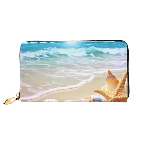 GBCDEDSL Beach Double Sided Fully Printed Microfiber Leather Women's Leather Long Clutch Wallet Leather Wallet, Schwarz , Einheitsgröße von GBCDEDSL